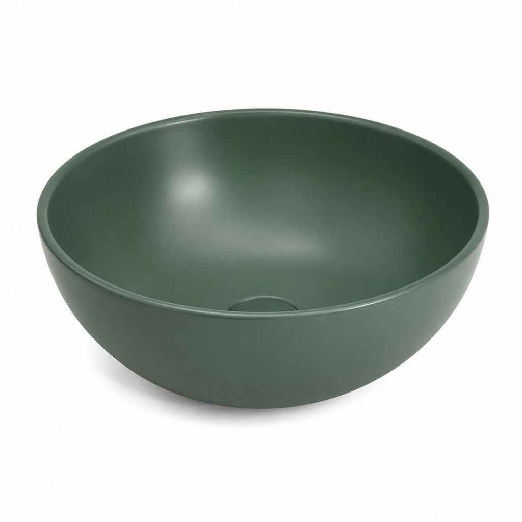 Vasque à poser ronde vert foncé en céramique 40 cm x 14 cm
