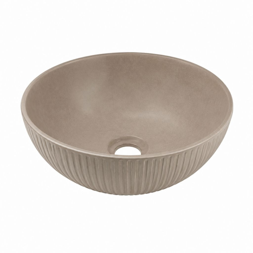 Vasque à poser ronde taupe en céramique 40 x 40 x 14 cm