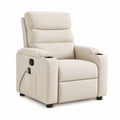 Fauteuil relax électrique inclinable beige en polyester à dossier haut 90 x 96 x 104 cm
