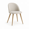 Chaise de salle à manger beige en polyester avec pieds en bois massif 48 x 55 x 82 cm