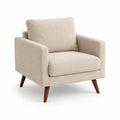 Fauteuil de salon beige en polyester bouclette à accoudoirs 82 x 78 x 85 cm