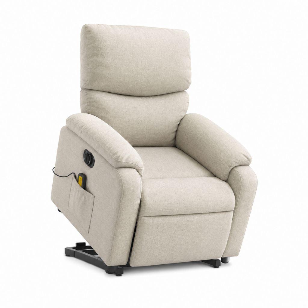 Fauteuil relax électrique inclinable beige en polyester 85 x 95 x 105 cm