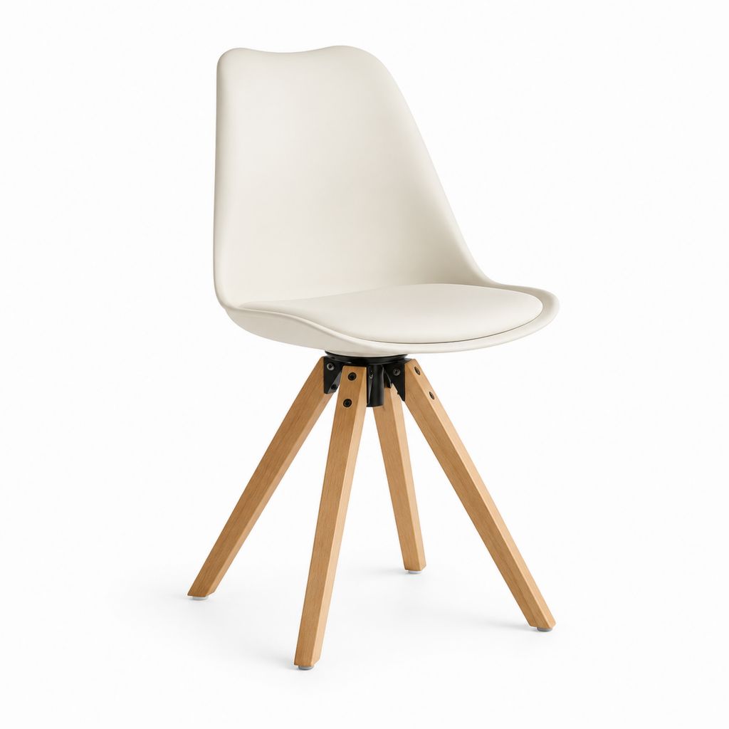 Chaise de salle à manger blanche en polypropylène avec pieds en hêtre massif 48 x 54 x 82 cm
