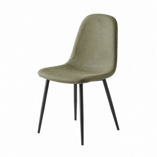 Chaise de salle à manger olive en polyuréthane avec pieds en acier 48 x 56 x 84 cm