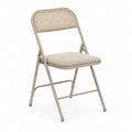 Chaise de salle à manger pliante beige en acier avec dossier en rotin 45 x 50 x 82 cm