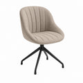 Chaise de salle à manger pivotante grège en polyester avec piètement acier noir 60 x 62 x 85 cm