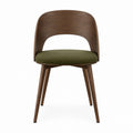 Chaise de salle à manger marron noyer et vert olive en bois massif et polyester 48 x 52 x 80 cm