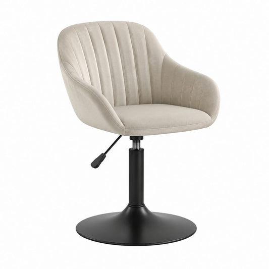 Chaise de salle à manger pivotante réglable beige en polyester avec piètement en acier 60 x 60 x 81-93 cm
