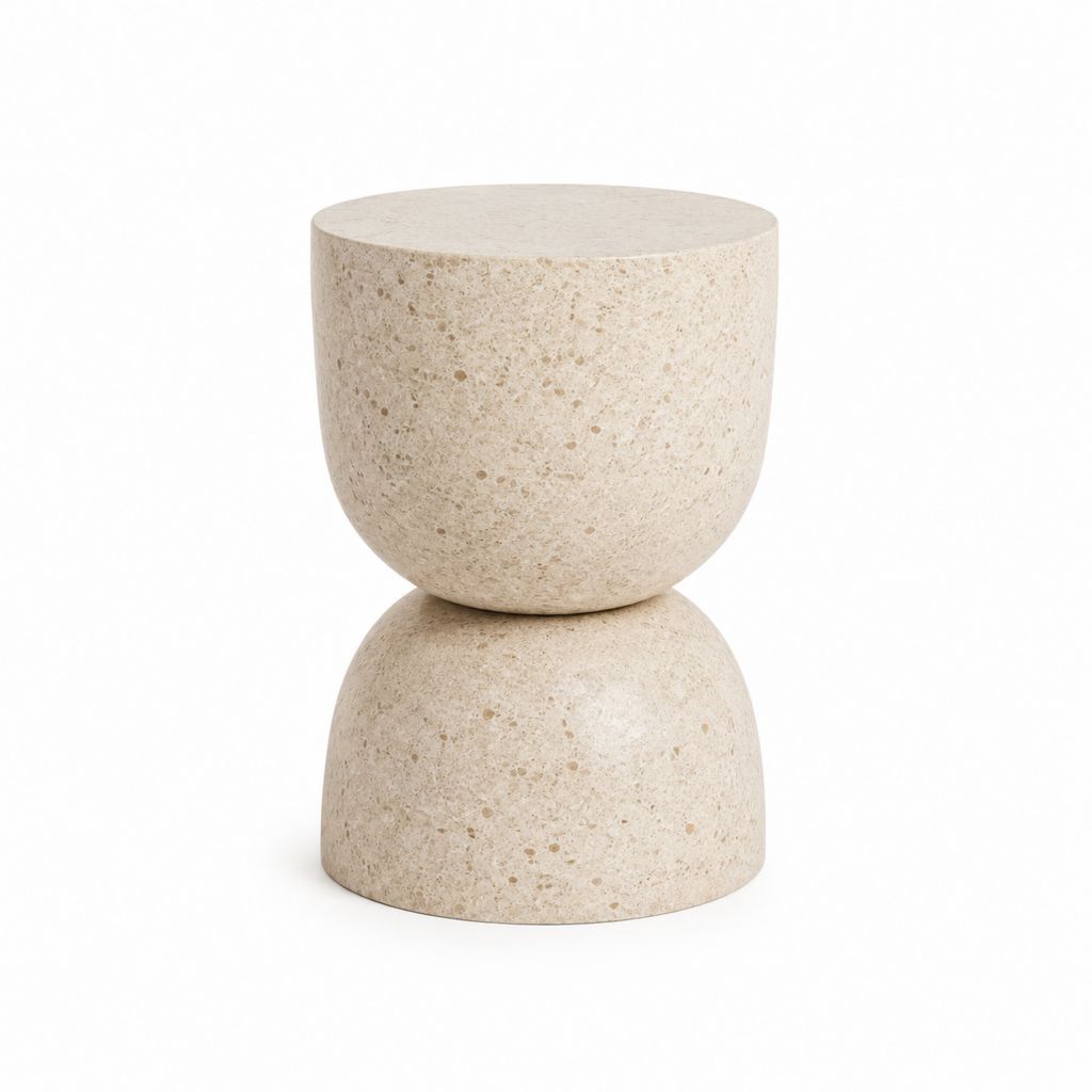 Table d’appoint ronde beige en terrazzo 40 x 40 x 50 cm