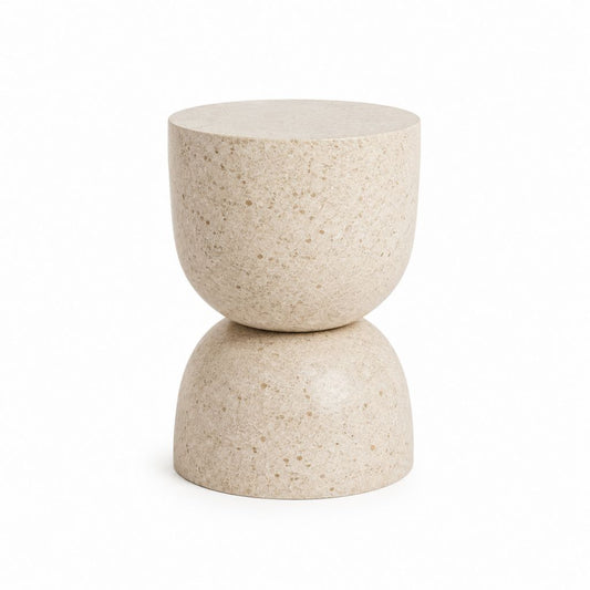 Table d’appoint ronde beige en terrazzo 40 x 40 x 50 cm