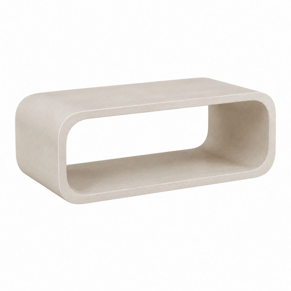 Table basse rectangulaire beige en MDF finition effet béton 100 x 50 x 35 cm