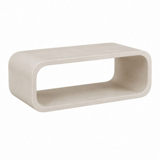 Table basse rectangulaire beige en MDF finition effet béton 100 x 50 x 35 cm