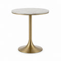 Table d'appoint ronde blanc marbré et doré en MDF et acier 50 x 60 cm