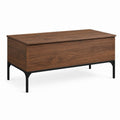 Table basse rectangulaire avec coffre noyer et acier noir 100 x 60 x 45 cm