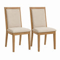 Lot de 2 chaises de salle à manger beige en chêne massif et polyester avec dossier rectangulaire 100 x 46 x 58 cm